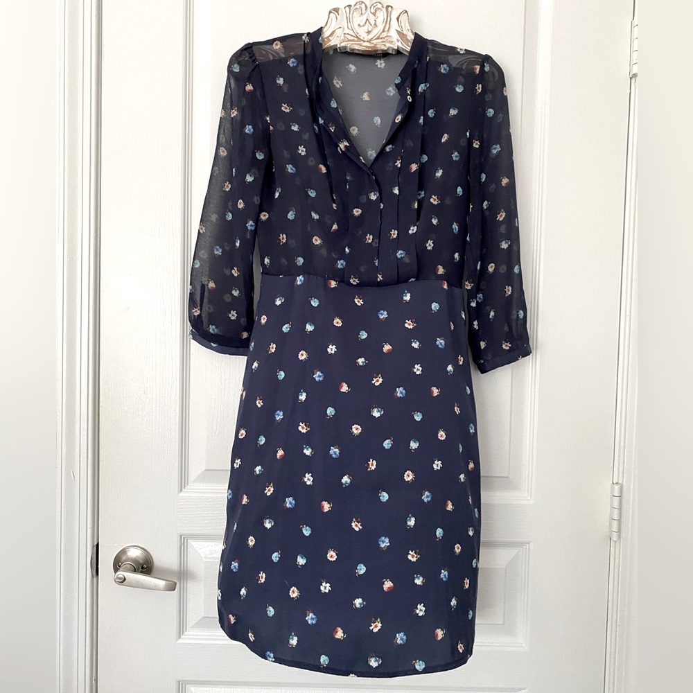 Zara navy floral dress, size S